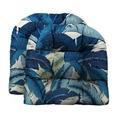 RSH DÃ©cor Indoor Outdoor Made with Tommy Bahama Prints Set of 2 U-Shape Wicker Tufted Seat Cushions Patio Weather Resistant Swaying Palms Escape Blue Tropical Leaves