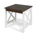 Jean Indoor Farmhouse Acacia Wood End Table Dark Brown and White