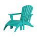 WestinTrends Dylan Lounge Chairs for Outside 2 Pieces Seashell Adirondack Chair with Ottoman Set All Weather Poly Lumber Outdoor Patio Chairs Furniture Set Turquoise