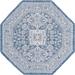 Rugs.com Outdoor Aztec Collection Rug â€“ 5 Ft Octagon Blue Flatweave Rug Perfect For Living Rooms Kitchens Entryways