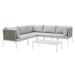 Lounge Sectional Sofa Chair Table Set Sunbrella Aluminum Metal Steel Grey Gray Modern Contemporary Urban Design Outdoor Patio Balcony Cafe Bistro Garden Furniture Hotel Hospitality