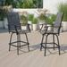 Flash Furniture Patio Bar Height Stools Set of 2 All-Weather Textilene Swivel Patio Stools and Deck Chairs with High Back & Armrests in Gray