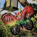 Shenmeida 3D Multicolor Butterfly Wind Spinner Hanging with Gazing Ball Spiral Tail 360 Degrees Spin Animal Metal Wind Sculptures Stainless Steel Chimes for Outdoor Garden Room Crafts