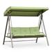 Aoodor Outdoor Converting Patio Porch Swing Bed with Adjustable Canopy with Removable Olefin Cushions 3 Seater - Green