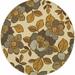 HomeRoots 384211 7 ft. Round Ivory Gray Large Floral Blooms Indoor & Outdoor Area Rug