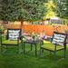 Outdoor 3-Piece Bistro and Coffee Set Black Wicker Furniture-Two Chairs with Glass Coffee Table