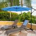 Devoko 10 Ft Patio Offset Cantilever Umbrella Outdoor Market Hanging Umbrellas with Crank & Cross Base Light Blue