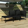 vidaXL 3 Piece Garden Lounge Set with Cushions Black PVC 48594