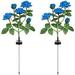 Solar Garden Stake Lights Rose Flowers Lights LED Yellow Solar Stake Lights with 10 Roses Waterproof for Garden Yard Christmas Pathway Grave Decor(2 Pack-Blue)