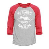 Shop4Ever Men s My Favorite People Call Me Grandpa Raglan Baseball Shirt X-Large Heather Grey/Red
