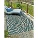 Unique Loom Tsavo Indoor/Outdoor Safari Rug Teal/Ivory 5 3 x 8 Rectangle Animal Print Contemporary Perfect For Patio Deck Garage Entryway