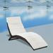 Dcenta Foldable Sun Lounger with Cushion Poly Rattan Powder-Coated Steel Frame for Patio Garden Brown