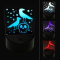 Two Ravens and Skull Halloween Doodle LED Night Light Sign 3D Illusion Desk Nightstand Lamp