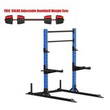 Wesfital Multi-Functional Power Racks Tower with Free 66LBS Adjustable Dumbbell Weight Sets Adjustable Heavy Power Cage Squat Rack Deadlifts Squats Weightlifting Blue