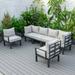 LeisureMod Chelsea Mid-Century Modern 6-Piece Patio Sectional Set in Black Aluminum with Removable Cushions for Patio and Backyard Garden Beige