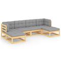 6 Piece Garden Set with Cushions Solid Pinewood