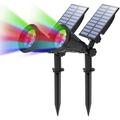 T-SUN Solar LED Spot Light Spotlight Waterproof IP65 RGB Color Changing Outdoor Garden Landscape Lamp (2pack RGB)