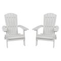 Flash Furniture Set of 2 Charlestown All-Weather Poly Resin Folding Adirondack Chair in White