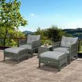 Outsunny 5pcs Outdoor Patio Furniture Set All Weather Wicker Conversation Set Gray