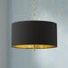 Possini Euro Design Warm Gold Pendant Chandelier 20 Wide Modern Black Fabric Drum Shade 4-Light Fixture for Dining Room Living House Kitchen Island