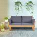 Gymax Adjustable Patio Sofa Daybed Acacia Wood Furniture w/ Cushion Pillow