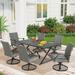 Ulax Furniture Outdoor 7 Pieces Patio Dining Set with 6 Swivel Wicker Dining Chairs Rectangular 68 L Outdoor Dining Table with 1.57â€� Umbrella Hole