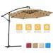 10 FT Solar LED Patio Outdoor Umbrella Hanging Cantilever Umbrella Offset Umbrella Easy Open Adustment with 24 LED Lights - Burgundy