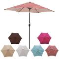 9FT Outdoor Patio Umbrella Patio Beach Umbrella Outdoor Table Market Umbrella with Push Button Tilt/Crank and 6 Ribs Outside Patio Umbrella for Garden Deck Backyard Swimming Pool Red Striped