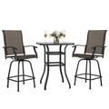 Nuu Garden 3pcs Outdoor Bar Set Patio Bar Height Swivel Bar Bistro Sets Chairs and Table Bistro Set Brown