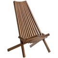Outdoor Wooden Folding Chair Wood Lounge Chair for the Patio Porch Lawn Garden Poolside Brown