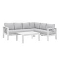 Context 4 Piece All Weather Aluminum Sectional with Cushions and Coffee Table - Light Gray