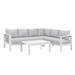 Context 4 Piece All Weather Aluminum Sectional with Cushions and Coffee Table - Light Gray