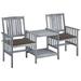 Suzicca Patio Chairs with Tea Table and Cushions Solid Acacia Wood