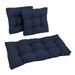 Blazing Needles Squared Solid Spun Polyester Tufted Settee Cushions Azul - Set of 3