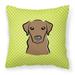 Carolines Treasures BB1296PW1414 Checkerboard Lime Green Chocolate Labrador Canvas Fabric Decorative Pillow 14Hx14W