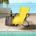 Camping Rocking Chair Outdoor Folding Lounge Chaise Chair Portable Beach Chair with Armrests Folding Lounge Chair Patio Reclining Lounge Chair for Pool Garden Lawn Deck D7841