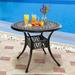 Gymax 36 Outdoor Round Dining Table Cast Aluminum Patio Bistro Table w/ Umbrella Pole