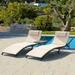 Devoko 3 Pieces Patio Outdoor Chaise Lounge Chair Clearance Outdoor Furniture Set PE Rattan Adjustable Folding Pool Lounge Chair Beige