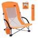 Nice C Beach Camping Folding Chair w/Cooler High Back Chair with Cup Holder & Carry Bag Compact & Heavy Duty Outdoor Camping BBQ Beach Travel Picnic Festival(One Orange)