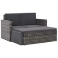 vidaXL 2 Piece Garden Lounge Set with Cushions Poly Rattan Gray 44422
