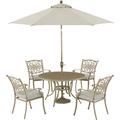 Hanover Traditions 5-Piece Outdoor Patio Dining Set 4 Cushioned Chairs 48 Aluminum Table