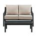 Slat Back Upholstered Outdoor Loveseat and Coffee Table Set in Black / Beige (Component 2 of 2)