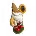 Outdoor Garden Gnome Statue Statuary with Yellow Sunflower for Patio Lawn Garden Decoration