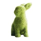 SAYOO Imitation Moss Rabbit Resin Flocked Sculpture Easter Animal Statue Garden Ornament (Green)