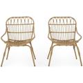 GDF Studio Barrister Outdoor Wicker Accent Chairs Set of 2 Light Brown