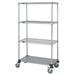 Chrome Wire Shelving 3-Wire Shelf and 1-Solid Shelf Stem Caster Cart - 74 in.