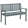 Anself 2-Seater Garden Bench Eucalyptus Wood Porch Chair Wooden Outdoor Bench Gray for Patio Backyard Balcony Park Lawn 47.2 x 23.6 x 35 Inches (W x D x H)