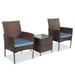 Alin 3 Piece Attractive Design Rattan Furniture Set - 2 Easy Moveable Chairs With a Uncommon Tea Table - Grey