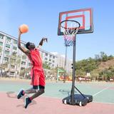 33 Polycarbonate Portable Basketball Hoop 6.4ft -6.8ft Height Adjustable Portable Basketball Hoop System Grow-to-Pro Basketball Stand Net Goal with Wheels for Youth Junior Indoor/Outdoor