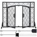 VEVOR Fireplace Screen 44 x 33 inch Double Door Iron Freestanding Spark Guard with Support Metal Mesh Craft Broom Tong Shovel Poker Included for Fireplace Decoration & Protection Black